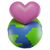 3D Illustration Love Shape and Earth Icon png