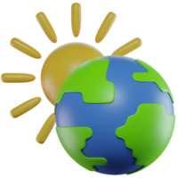 3D Illustration Planet Earth and Sunshine Icon png