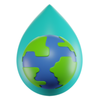 3D Illustration Raindrop Earth Icon png