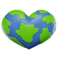 3d ilustración corazón forma tierra icono png