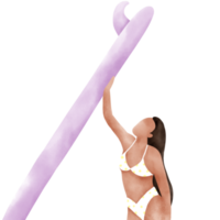 tablista niña surf bikini ilustración png