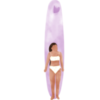 tablista niña surf bikini ilustración png