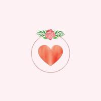 Watercolor valentine Heart Design Template vector