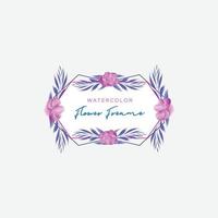 Watercolor flower frame template vector