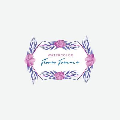 Watercolor flower frame template