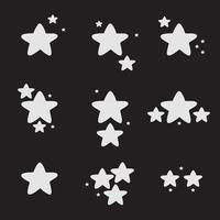 Set of cartoon stars, twinkle shiny flash icon, sparkle firework decoration. vector