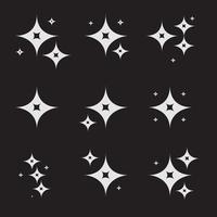 conjunto de original estrellas, centelleo brillante destello icono, brillar Fuegos artificiales decoración. vector