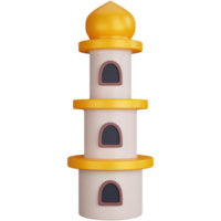 3D Rendering Golden Mosque Tower Isolated png