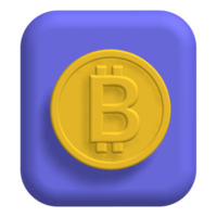 3D icon of Bitcoin Badge with yellow and purple colour for business purpose png