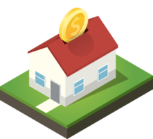 isometric house with coin. png