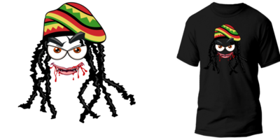 transparent t-shirt logo design with printed examples suitable for screen printing t-shirts and billboards, banners and logos, masks, socks, pants, shoes, hats reggae png