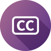 Closed captioning icon in flat design style. CC signs illustration. png