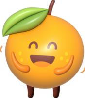 laranja 3d desenho animado personagem png