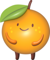 laranja 3d desenho animado personagem png