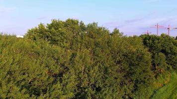 Drone video over Darmstadt suburb Arheiligen during vertical ascent with rotation to the right