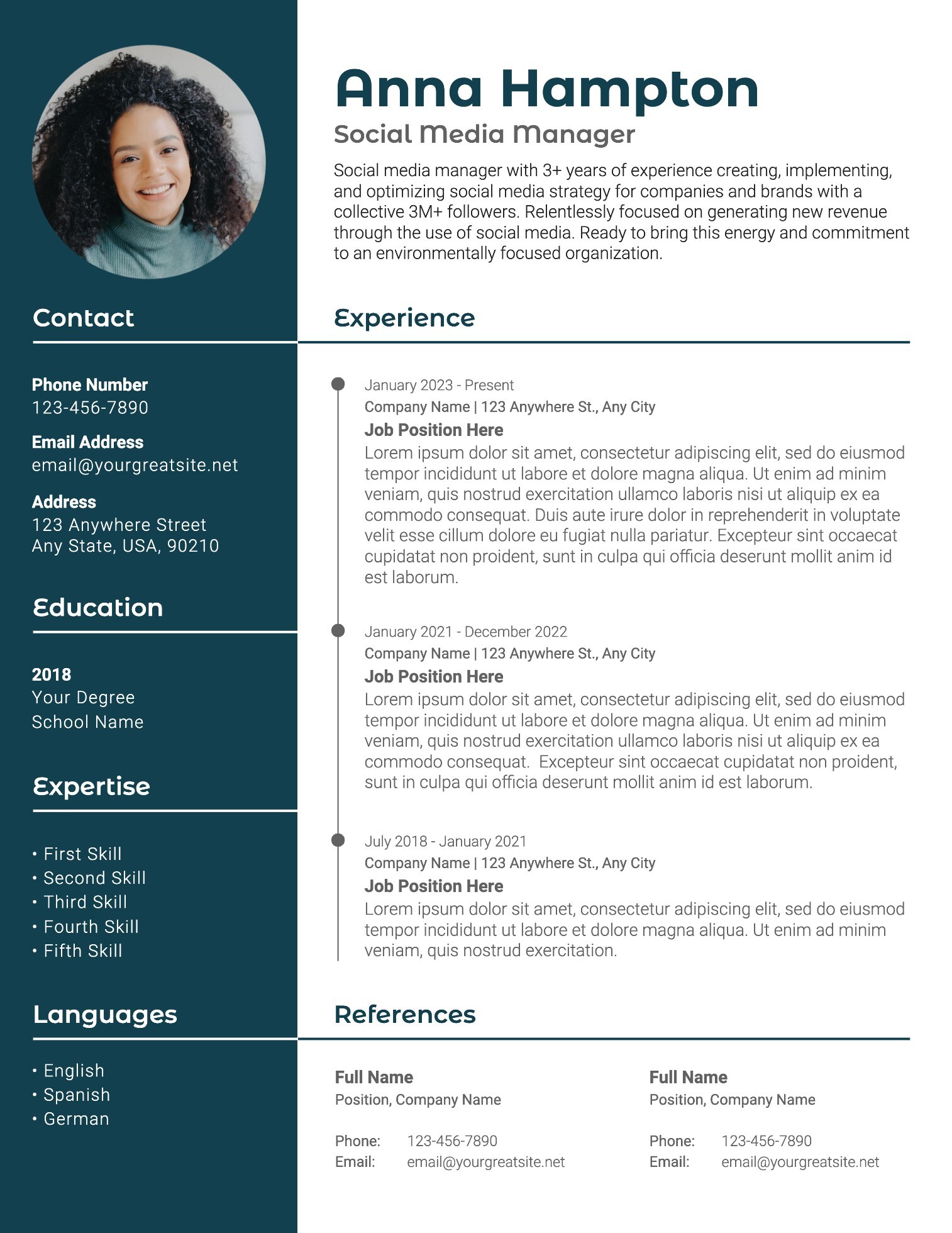 Simple Social Media Manager Resume Template