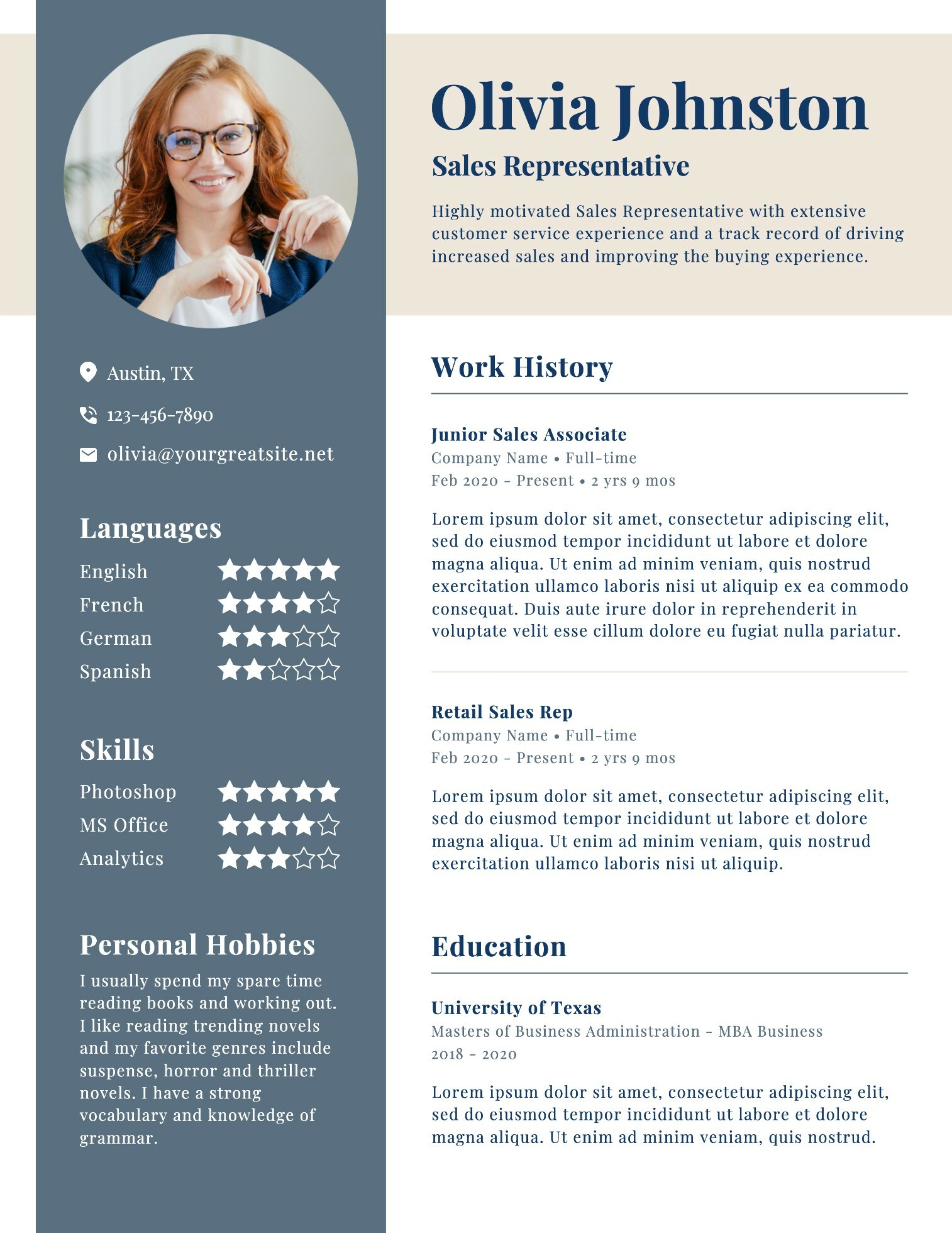 Sales Representative Resume Template