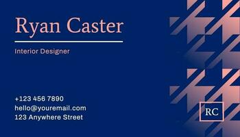 Blue Minimalist Architect and Interior Design Business Card template