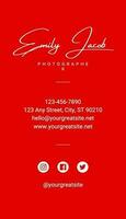 Red Business Card - Photographer template