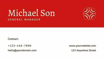 Red Elegant General Manager Business Card template