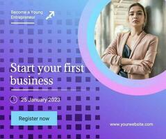 Blue Gradient Start Business Facebook Post template