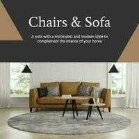 Brown Minimalist Interior Chairs Sofa Instagram Post template