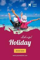 Maroon Cheerful Travel Agent Pinterest Graphic template