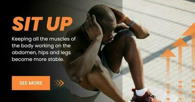 Orange Masculine Sit Up Workout Facebook Post template