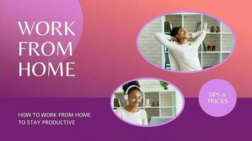 Pink and Purple Gradient Work From Home Tips and Tricks Youtube Banner template