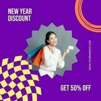 Purple Abstract New Year Discount Instagram Post template