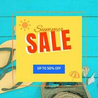 Blue And Yellow  Summer Sale Instagram Post template