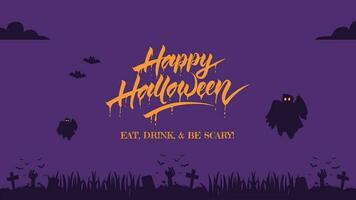 Purple Illustrated Creepy Happy Halloween Youtube Banner template