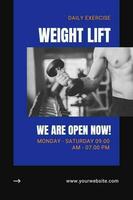 Blue Minimalist Daily Exercise Weight Lift Pinterest template