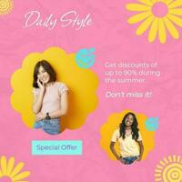 Pink and Yellow Floral Fashion Instagram Post template
