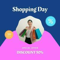 Blue Blob Shopping Day Instagram Post template