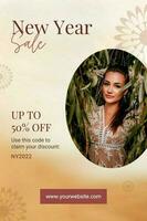 Beige Gradient New Year Sale Pinterest template