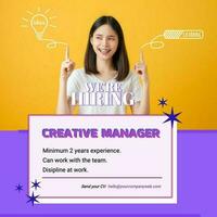 Yellow Purple Creative Hiring Instagram Post template