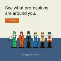 Beige Illustrated Professions Around You Instagram Post template