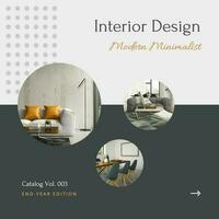 Grey Modern Minimalist Interior Design Instagram Post template