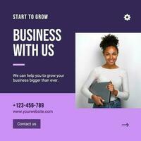 Purple Minimalist Start Grow Business Instagram Post template