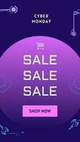 Purple Futuristic Cyber Monday Sale Instagram Story template