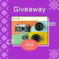 Purple Retro 100k Followers Giveaway Instagram Post template