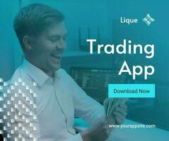 Blue Modern Tech Trading App Facebook Post template