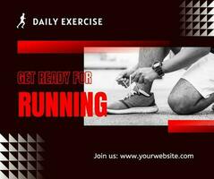Black Masculine Running Daily Exercise Facebook Post template
