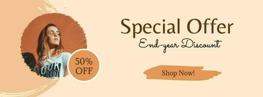 Beige Feminine End Year Sale Special Discount Facebook Post template