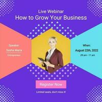 Purple Modern Live Business Webinar Instagram Post template