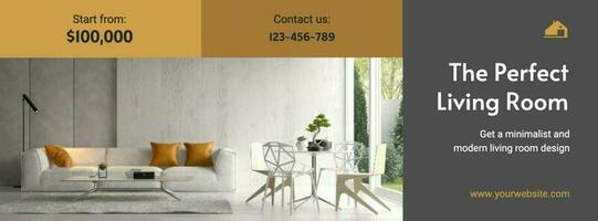 Grey Minimalist Perfect Living Room Facebook Cover template
