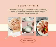 Pink Feminine Beauty Habits Facebook Post template