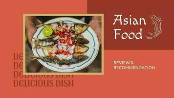 Red Minimalist Asian Food Review Recommendation Youtube Banner template