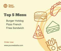 Yellow Illustrated Top Fast Food Menu Facebook Post template